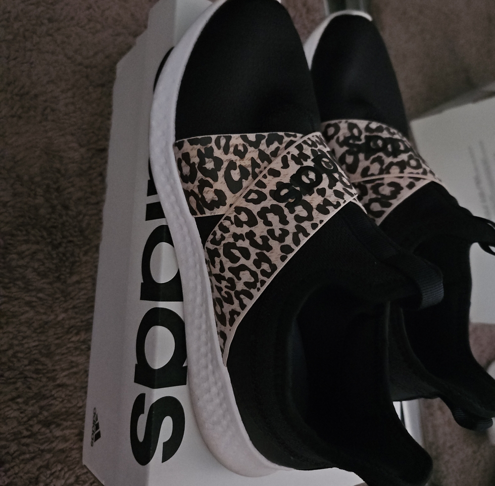 adidas Women’s Black Sneakers with Leopard-Print Strap